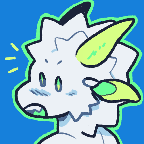 An icon of a little dragon character looking over his shoulder with a shocked expression.